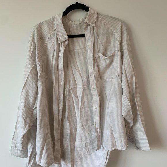 White/pumice grey Wilfred Free Boyfriend Button-Up Shirt - Picture 3 of 6